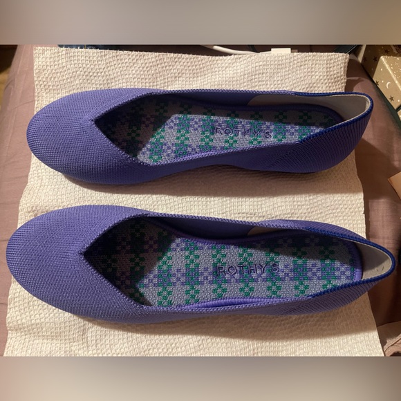 Rothy's The Flat Periwinkle Purple Ballet Slip On Shoe Women's Size 8 LIKE NEW - Picture 2 of 10